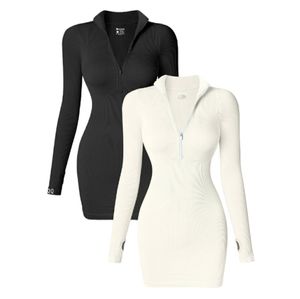 Sexy Ribbed Zip Front Long Sleeve Top Mini Dress Small Black NWOT